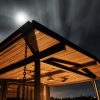 The covered lanai structure detailed and built by Hawaii Off-Grid features cedar tongue and groove. Also note the beautiful Modern Fans and Rich Brilliant Willing lighting.
